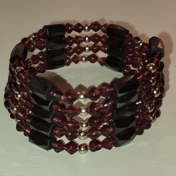 Vintage Jewelry - Purple Bracelet or Necklace Versatile Magnetic Vintage Adjustable Size Hematite